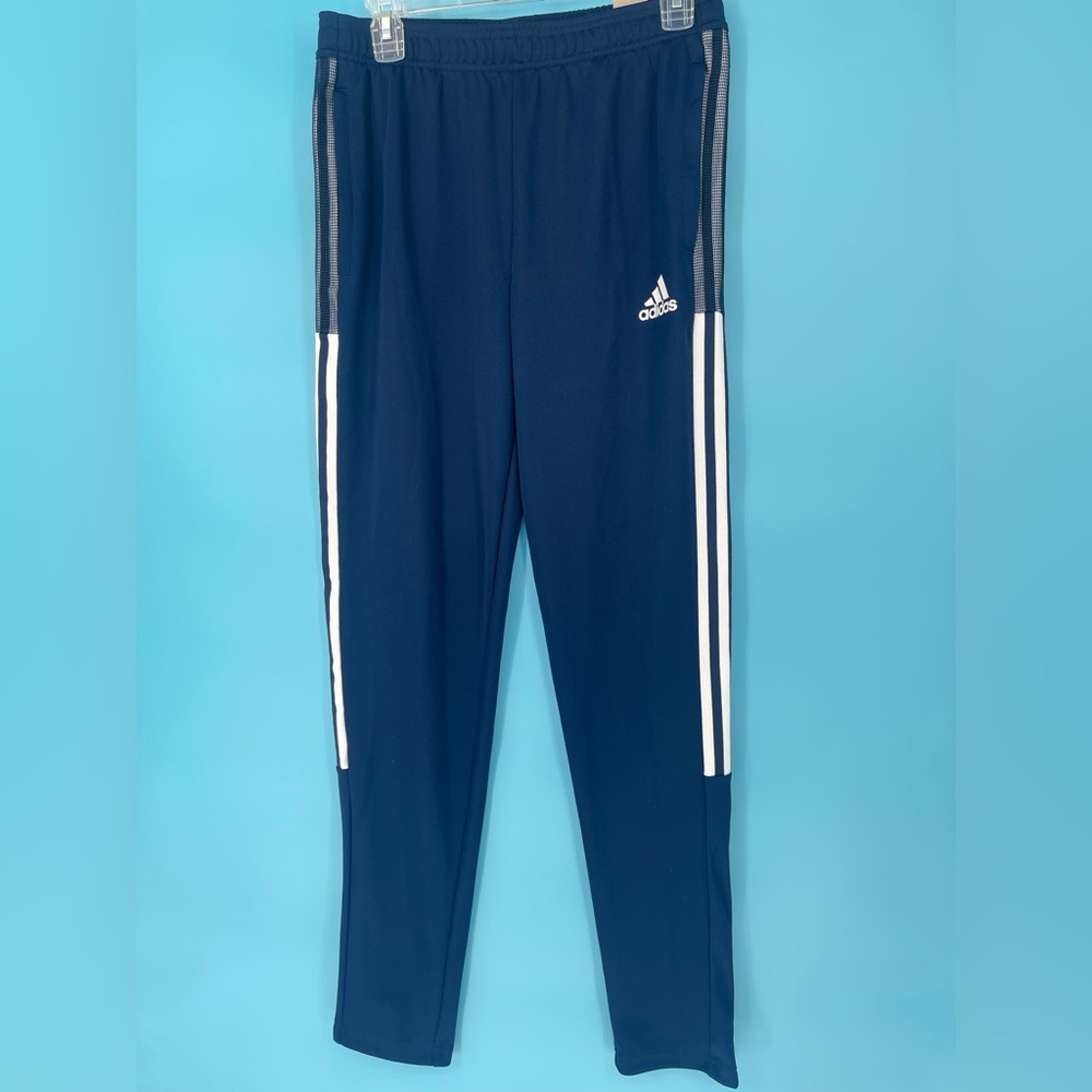 Adidas Kids Navy Joggers with White Stripes